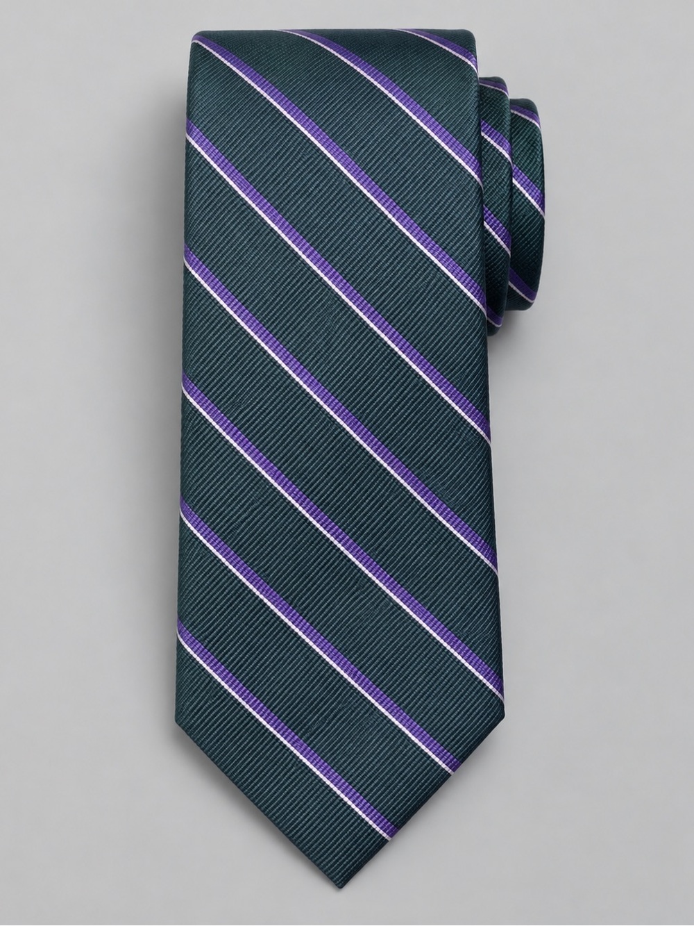 Liberty of London Silk Neck Tie Charcoal Gray Purple Pink Striped